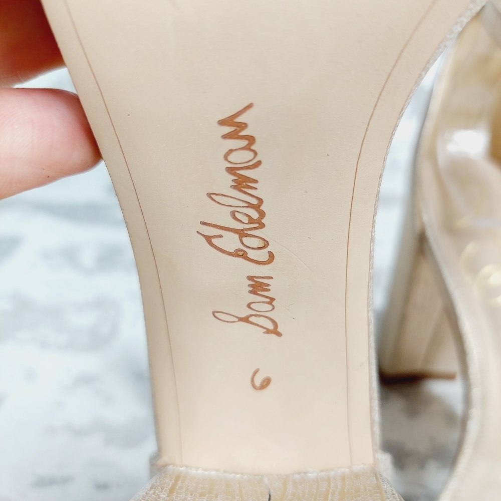 Sam Edelman Gold Block Heel Sandals - Picture 9 of 10